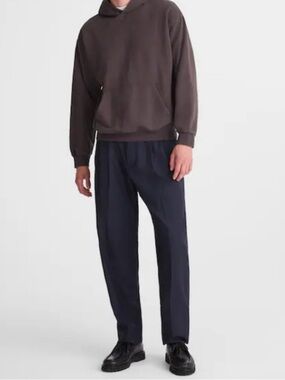 Madewell Double-Pleated Trousers in Wool Blend Darkest Navy Blue Size 33 NWT